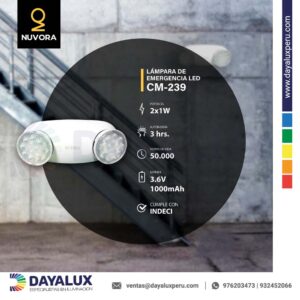 Luz De Emergencia Led NUVORA 2X1W CM-239