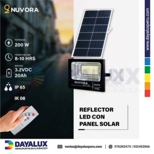 Reflector Led Con Panel Solar Nuvora 200w 6500K
