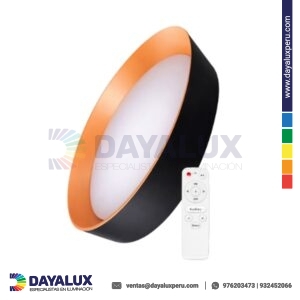 Lámpara de Techo LED 72W Negra con Borde Madera – Nuvora